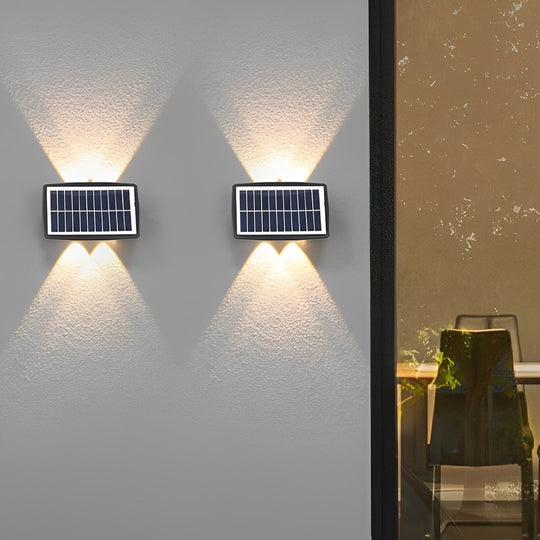 Rectangular Solar LED Up and Down Outdoor Wall Lamp