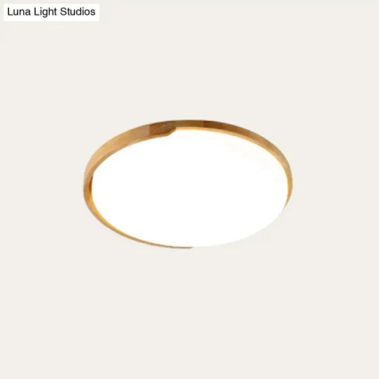 Round LED Wood Flush Mount Ceiling Light for Living Room - Beige