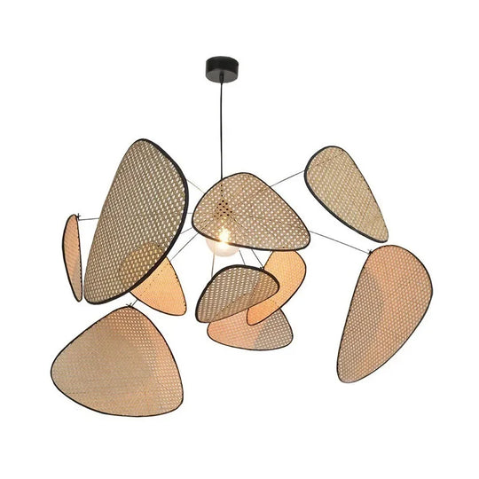 Arlette Leaf Grid Rural Rattan Chandelier