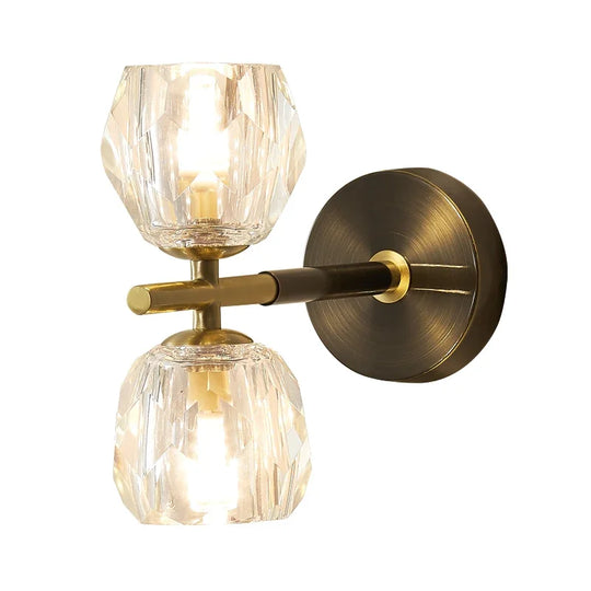 Modern Copper Wall Lamp Glass Shade Indoor Sconce for Bedroom