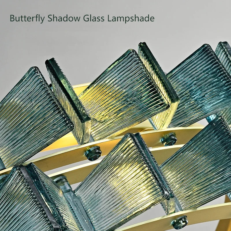 Simple Amber & Blue Glass Wall Lamp – High-End Decorative Bedside Light