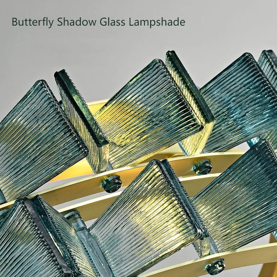 Simple Amber & Blue Glass Wall Lamp – High-End Decorative Bedside Light