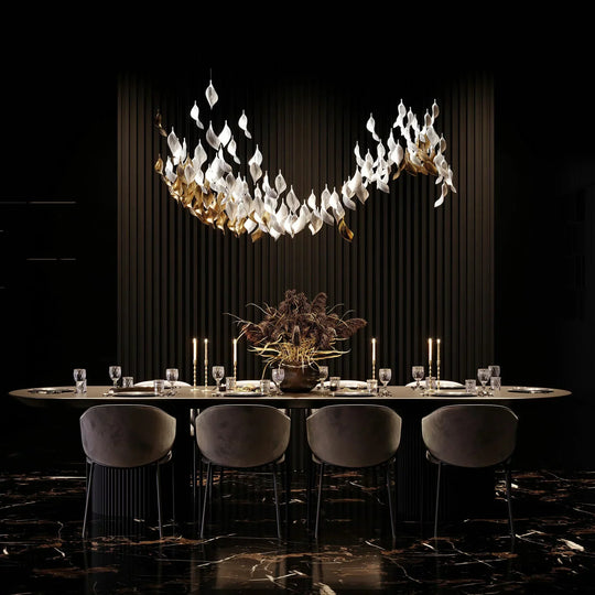 Aurevo Ceramic Leaf Chandelier – Custom Artistic Luxury Lighting