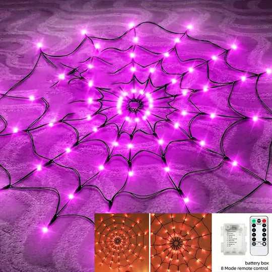 Halloween Spider Web Lights 70 LED Battery Fairy Outdoor Decor