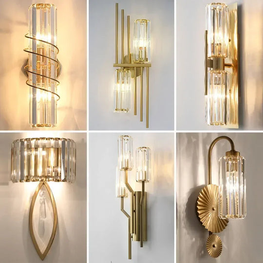 Luxury Crystal Wall Lamp Postmodern LED Sconce for Bedroom Living