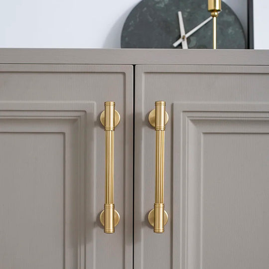 Gold Brass Vertical Linear Cabinet Handles – American-Style Pulls for Wardrobes and Furniture