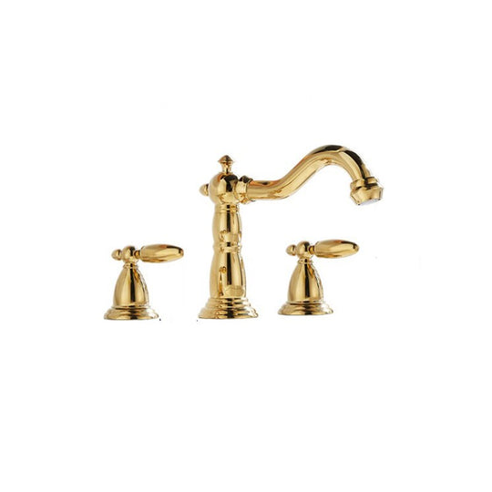 Basin Faucet Brass Rose Gold Widespread Bathroom Faucet Antique Sink Faucets 3 Hole Hot And Cold Gold Water Faucet Tap