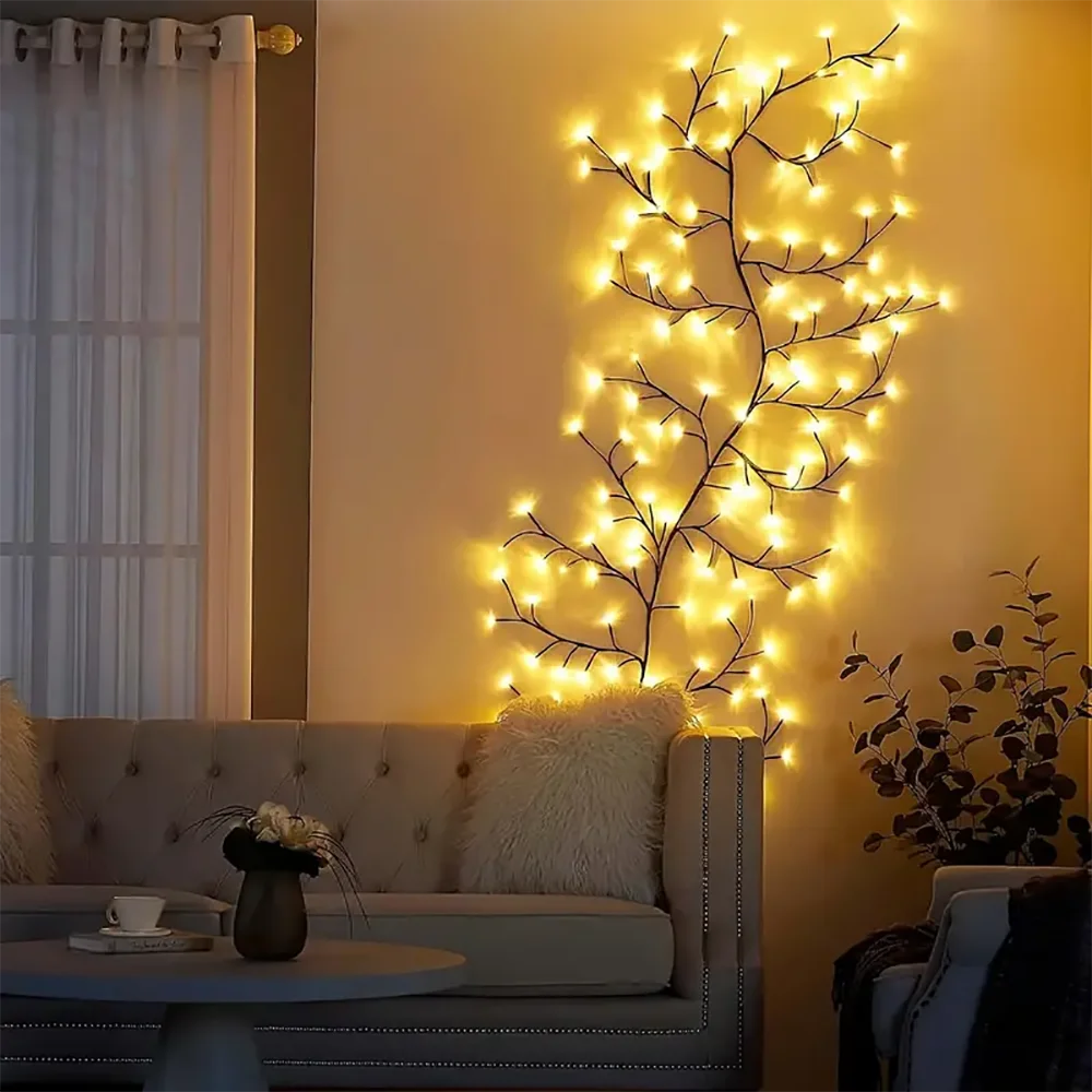 LED Tree Branch Vine Light USB Solar Fairy Lamp Christmas Decor