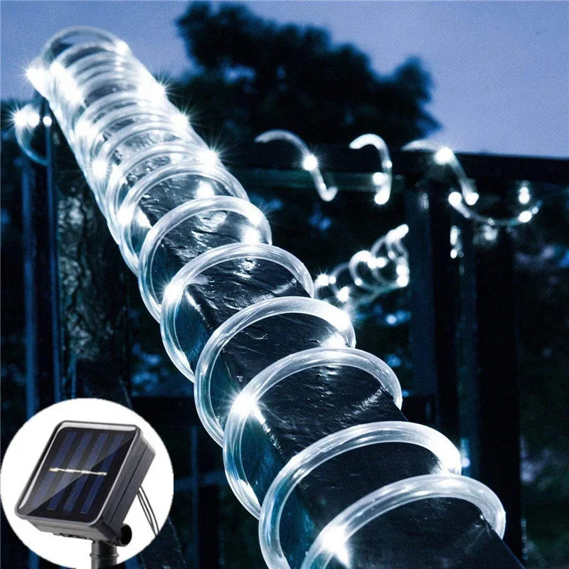Solar LED Rope String Lights Outdoor Garden Wedding Balcony Decor