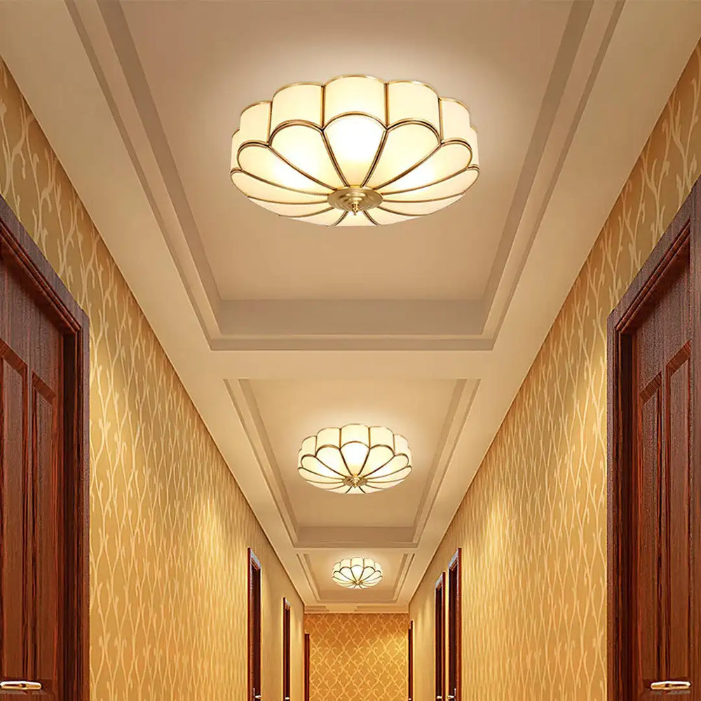 All-Copper Minimalist LED Ceiling Lamp for Study & Dining Room