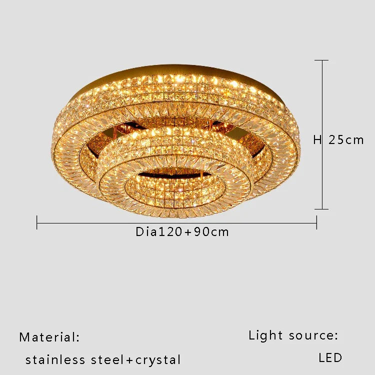 Modern Two-Tier Crystal Ceiling Light for Bedroom & Living Room