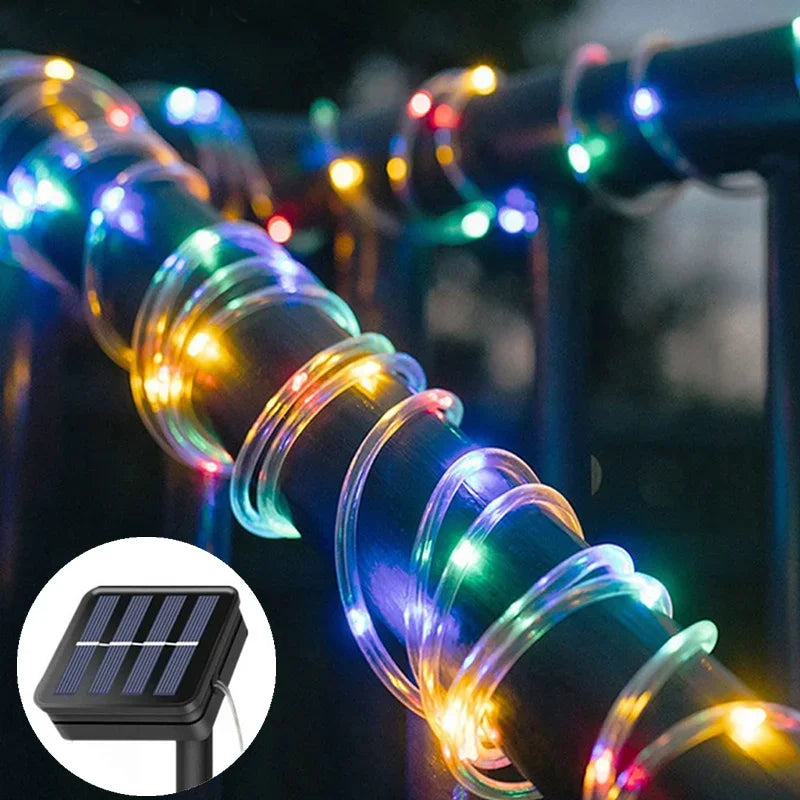 Solar LED Rope String Lights Outdoor Garden Wedding Balcony Decor