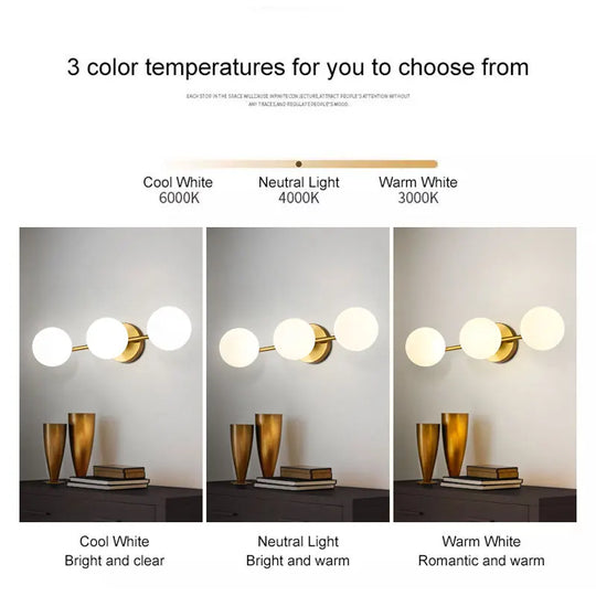 Nordic Frosted Glass Wall Lamp Modern LED Sconce for Bedroom
