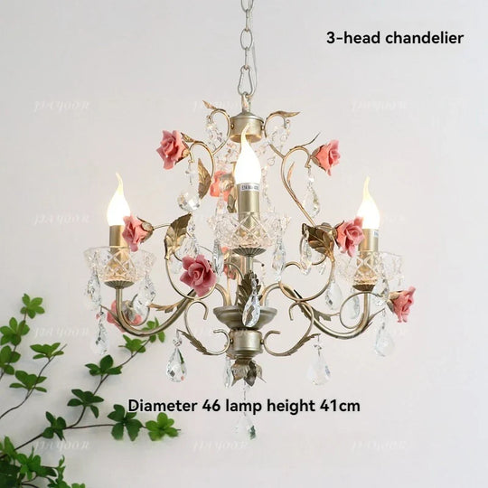 French Countryside Crystal LED Chandelier – Elegant Flower Design