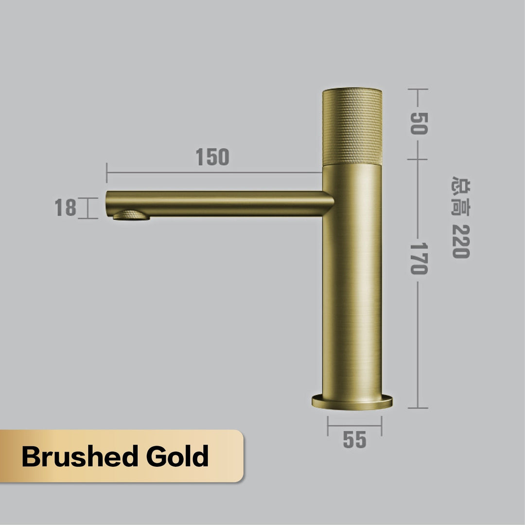 Brass black bathroom faucet round hand washing toilet table under high-end hotel hot and cold faucet