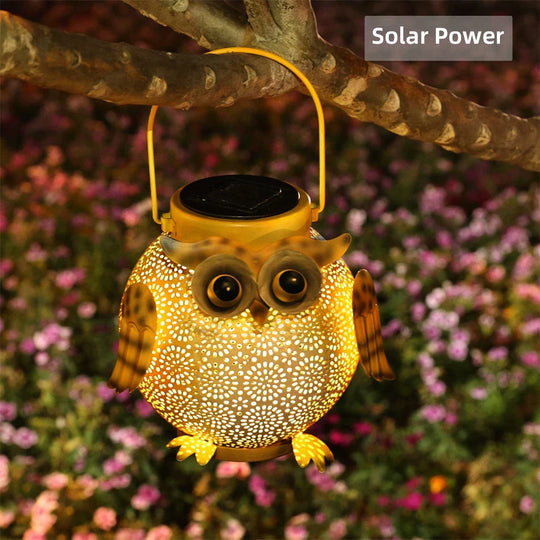 Owl Hanging Solar Lantern – Waterproof Metal Garden Light