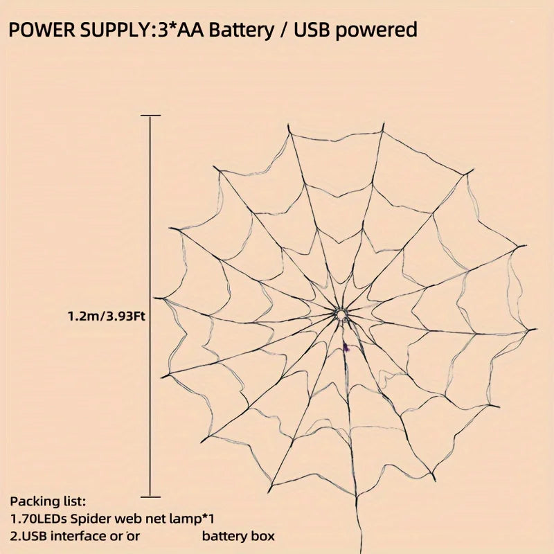 Halloween Spider Web Lights 70 LED Battery Fairy Outdoor Decor