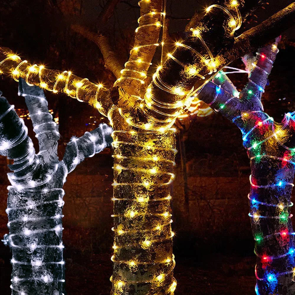 Solar LED Rope String Lights Outdoor Garden Wedding Balcony Decor