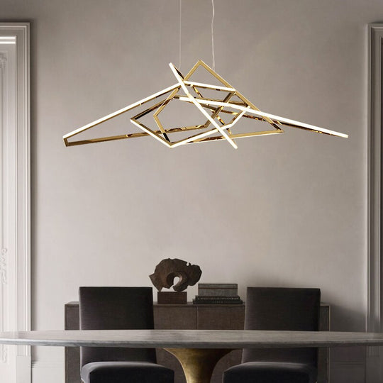 Modern Geometric Gold LED Light Chandelier