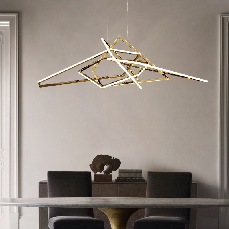 Modern Geometric Gold LED Light Chandelier