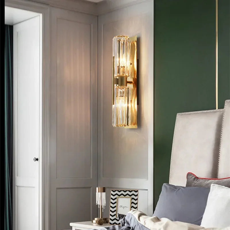 Luxury Crystal Wall Lamp Postmodern LED Sconce for Bedroom Living