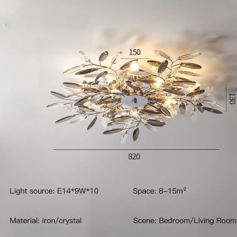 Anais Leaf Branch Crystal Chandelier - Illuminate Your Space with Elegance