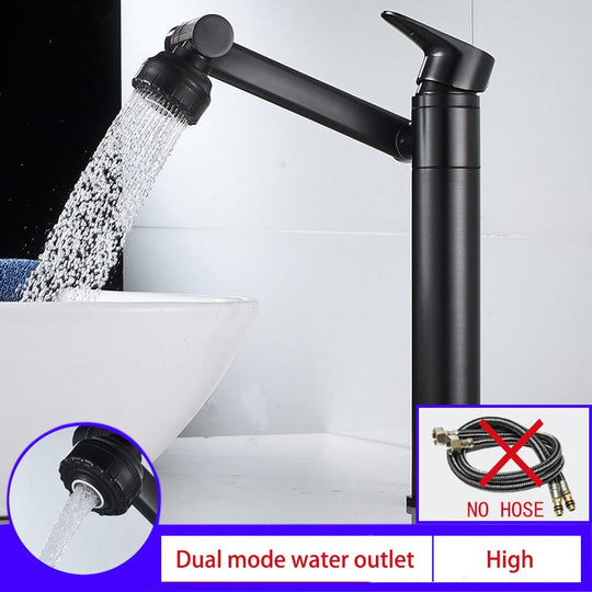 Faucet Bathroom Basin Tap Sink Mixer Black Golden Single Handle Washbasin Rotary Water Saving Hot And Cold Stainless Steel Shower