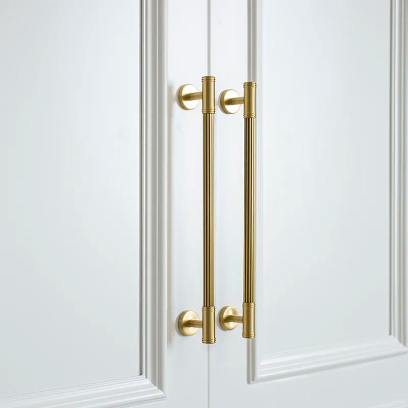 Gold Brass Vertical Linear Cabinet Handles – American-Style Pulls for Wardrobes and Furniture