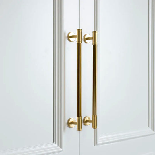 Gold Brass Vertical Linear Cabinet Handles – American-Style Pulls for Wardrobes and Furniture