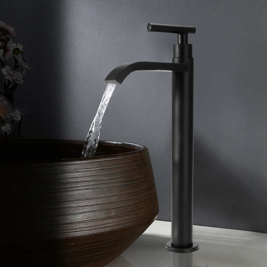 G1/2 304 Stainless Steel Water Tap Single Cold Washbasin Sink Faucet Countertop Basin Tap Black Kitchen Faucet Accessories