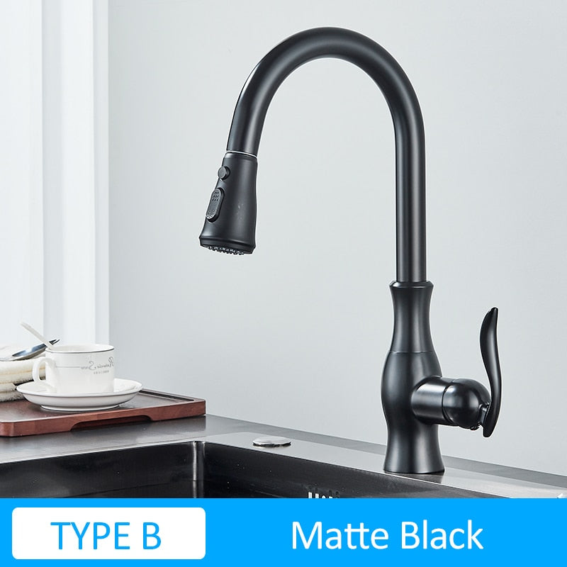 Black Kitchen Faucets Pull Out Kitchen Sink Mixer Tap Single Lever Water Mixer Tap Crane For Kitchen 360 Rotation Mixer