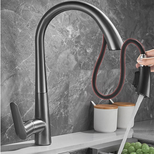 Single Handle Hole Pull Out Spray Brass Kitchen Sink Faucet Mixer Cold Hot Water Taps Torneira Cozinha