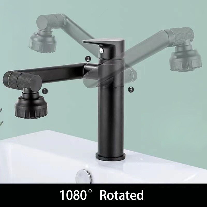 Faucet Bathroom Basin Tap Sink Mixer Black Golden Single Handle Washbasin Rotary Water Saving Hot And Cold Stainless Steel Shower