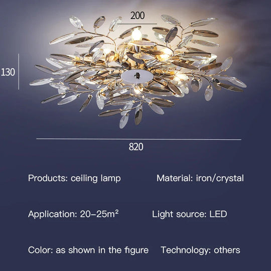 Anais Leaf Branch Crystal Chandelier - Illuminate Your Space with Elegance