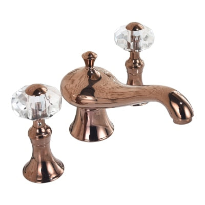 New Basin Faucet Bathroom Widespread Three Holes 8 Inch Brass water Mixer Tap Gold Black Basin Water Sink Mixer crane