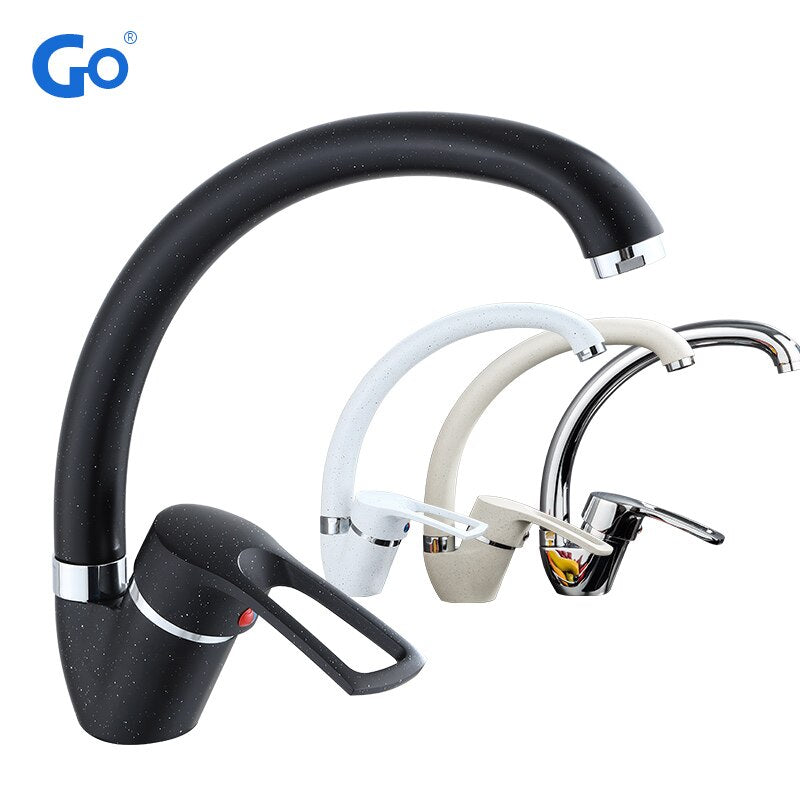 Polished Kitchen Basin Faucet Cold and Hot Chrome Black 360 Rotating Single Handle Torneira Home Deck Mounted Water Mixer Tap