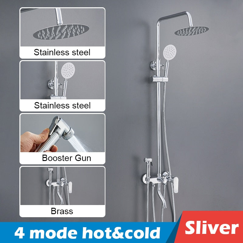 Bathroom Shower Set Black Gold Rain Shower Faucet Thermostatic Digital Display Shower Mixer Taps Copper Shower Systems for Bath