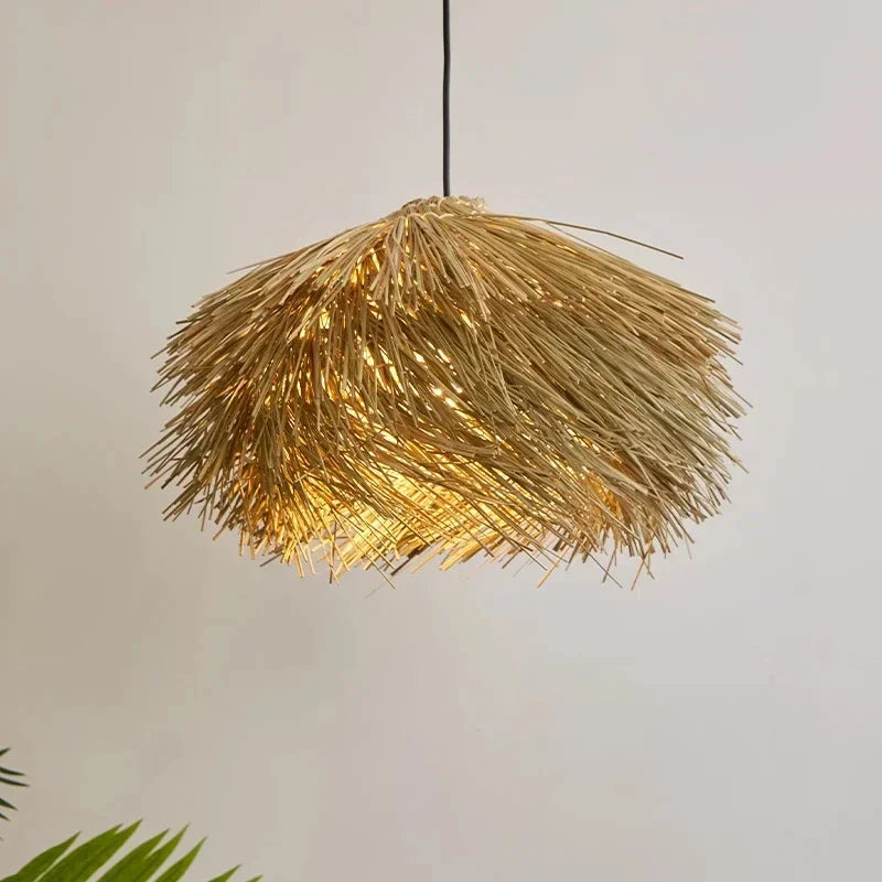 Handwoven Rattan Pendant Light Wicker Ceiling Lamp for Living Room