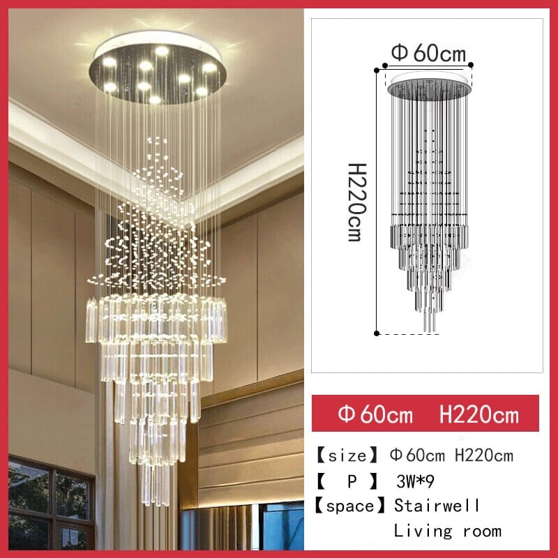 Abigail Modern Crystal Stair Ceiling Chandelier - Luxurious Illumination