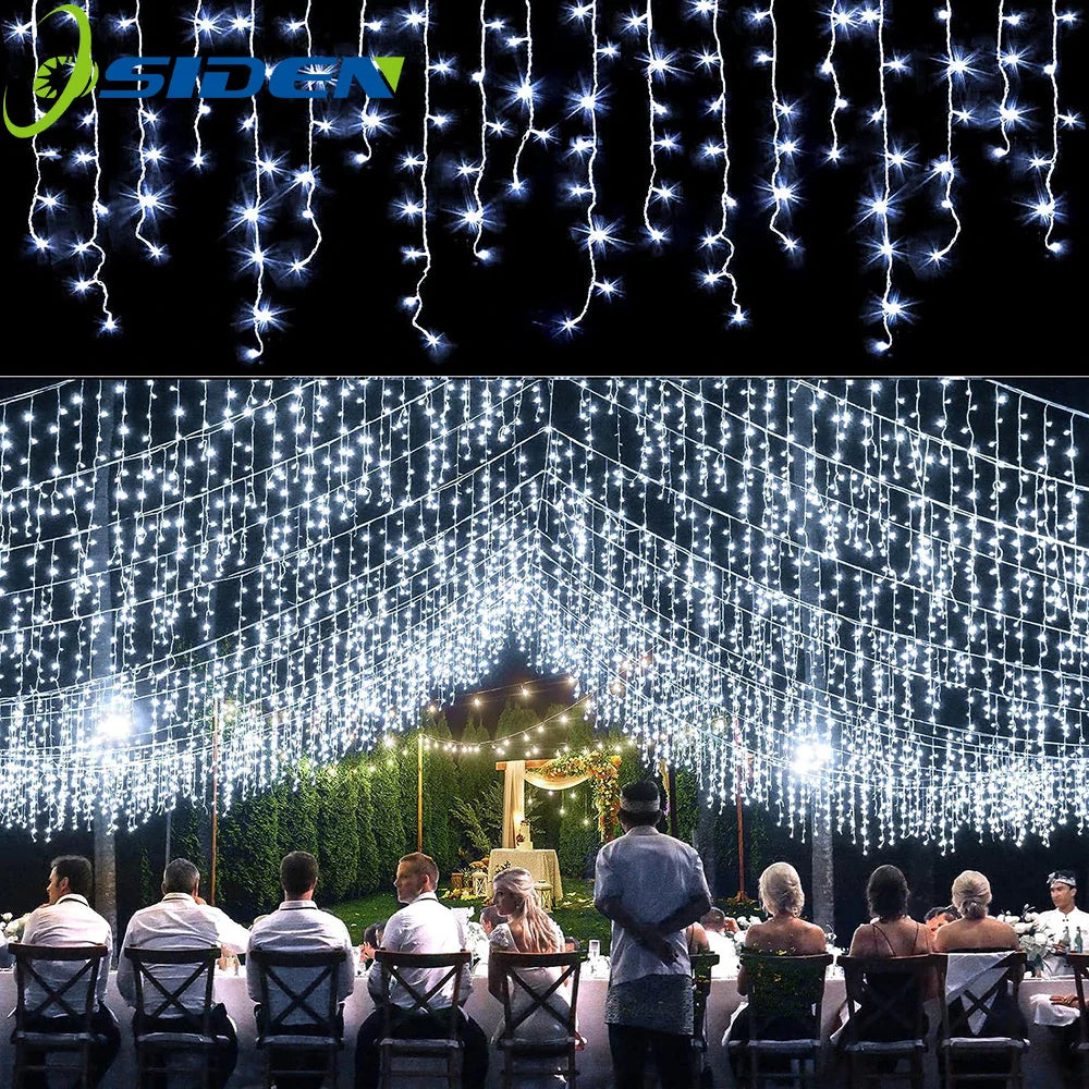 Solar Icicle Lights Outdoor Wedding Christmas Garden Decoration