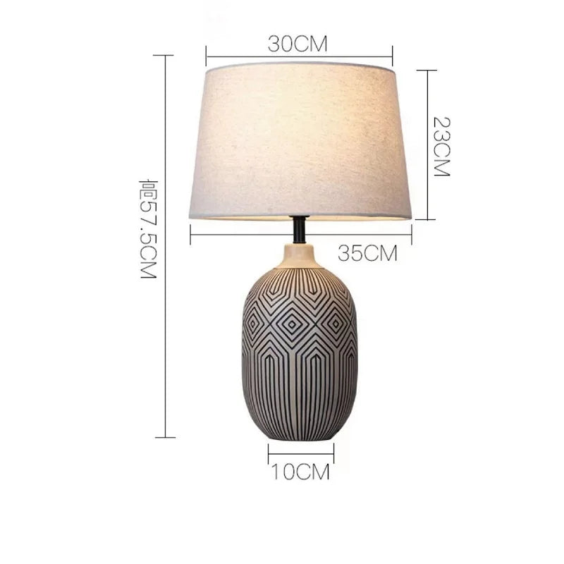 Abella Antique Ceramic Table Lamp - Modern Elegance with Artisanal Charm