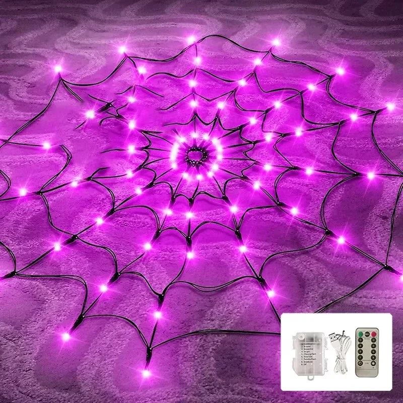 Halloween Spider Web Lights 70 LED Battery Fairy Outdoor Decor