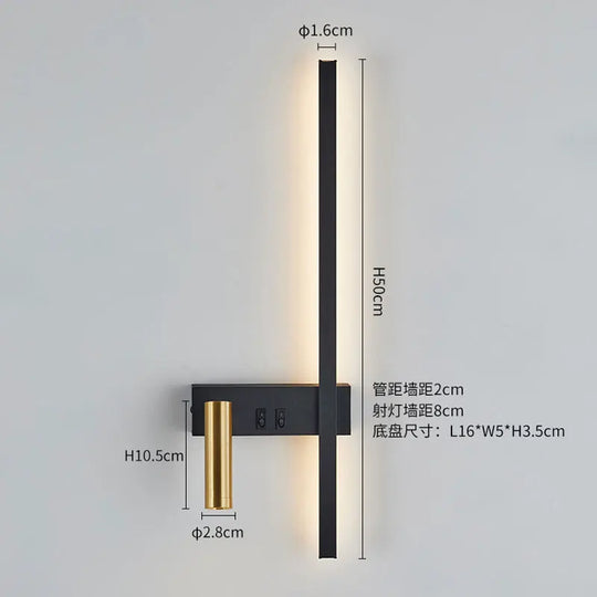 Nordic Modern Wall Lamp Black White Minimalist Bedside Light