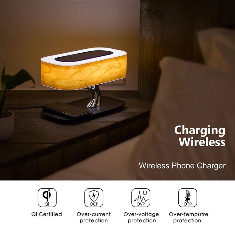 Sierra Modern LED Tree Table Lamp with Bluetooth Speaker & Wireless Charger