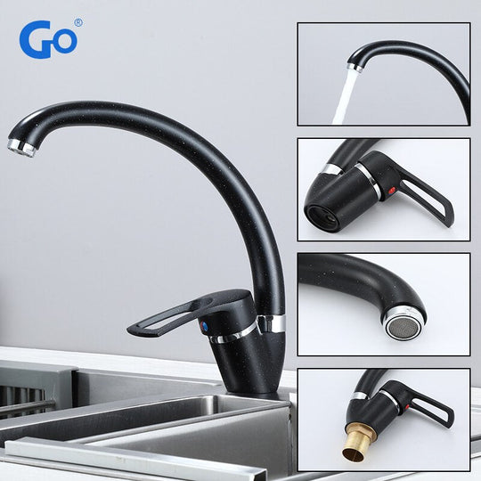 Polished Kitchen Basin Faucet Cold and Hot Chrome Black 360 Rotating Single Handle Torneira Home Deck Mounted Water Mixer Tap