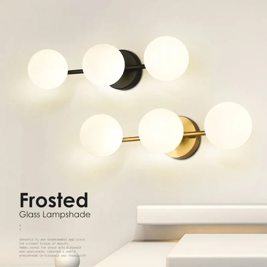 Nordic Frosted Glass Wall Lamp Modern LED Sconce for Bedroom