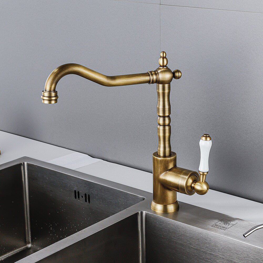 Kitchen Faucets Black Faucets for Kitchen Antique Sink Mixer Single Lever Chrome Sink Mixers Tap Hot Cold Water Crane