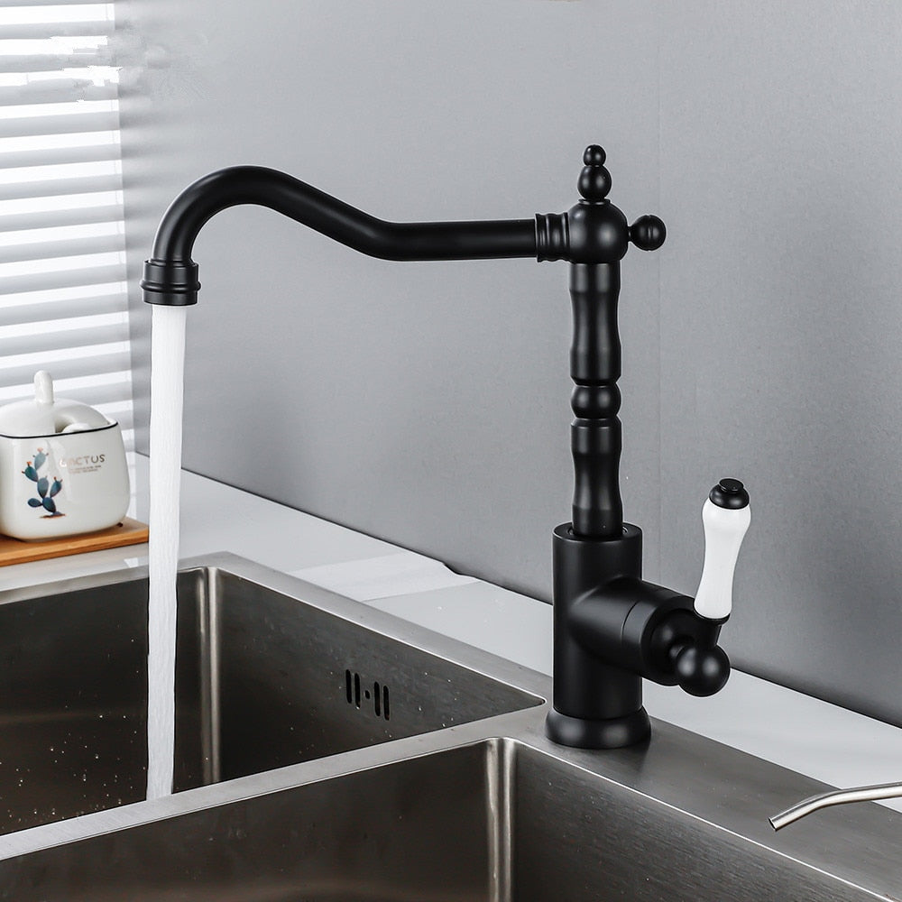 Kitchen Faucets Black Faucets for Kitchen Antique Sink Mixer Single Lever Chrome Sink Mixers Tap Hot Cold Water Crane