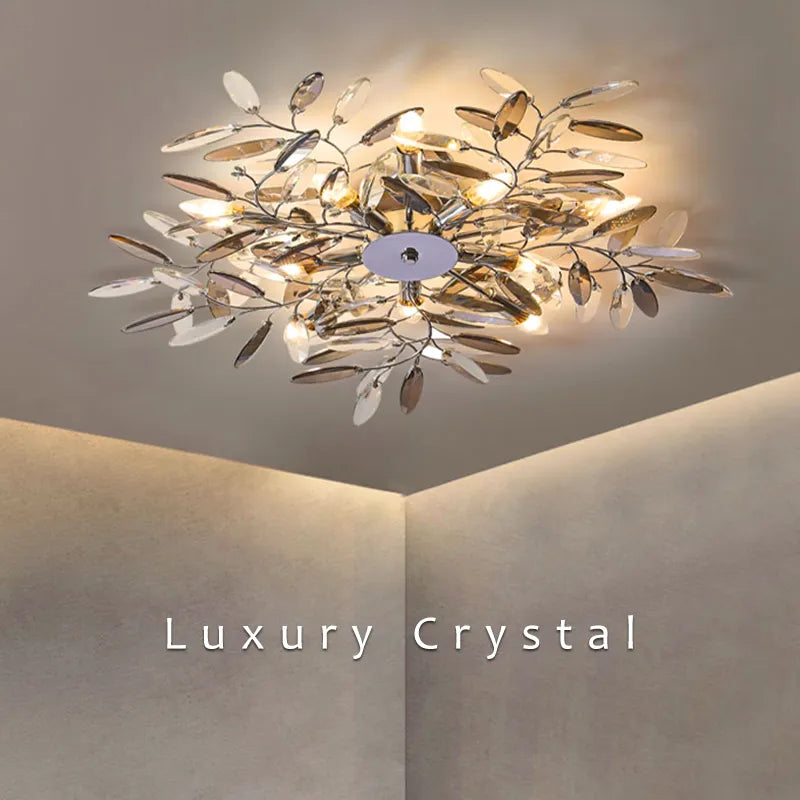 Anais Leaf Branch Crystal Chandelier - Illuminate Your Space with Elegance