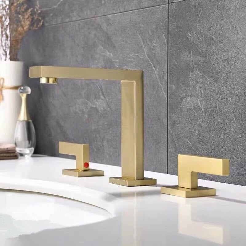 Black Basin Faucet Total Brass Brushed Gold Bathroom Faucet Antique Sink Faucets 3 Hole Hot And Cold Waterfall Faucet Water Tap